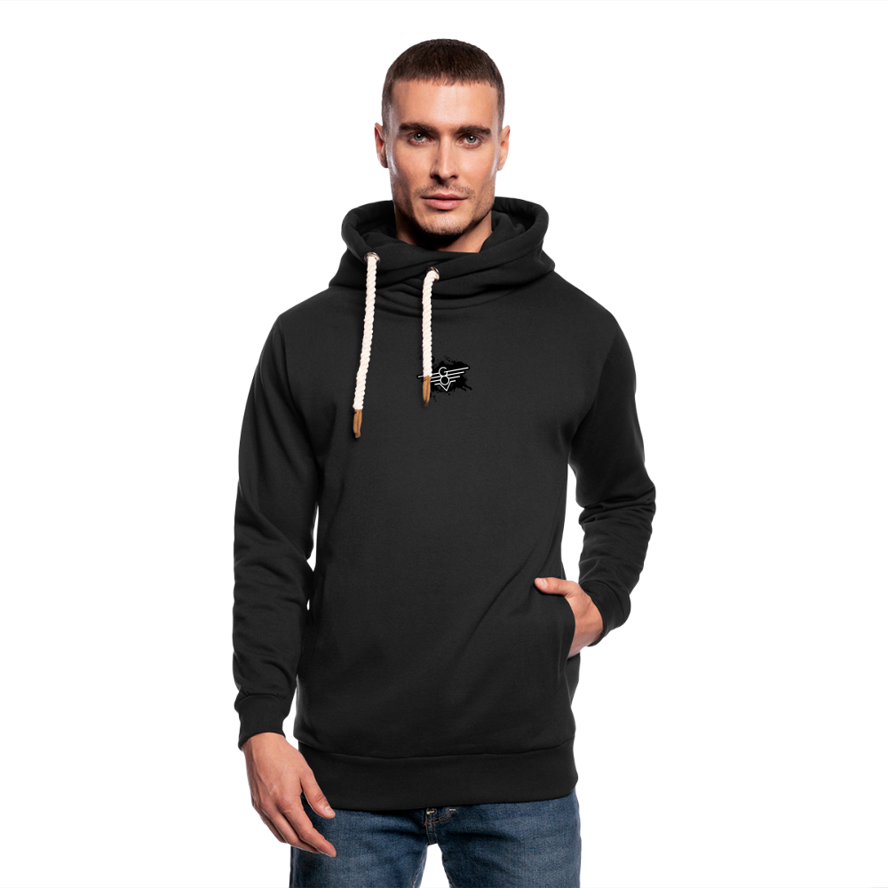 Shawl Collar G.O.V. Logo Hoodie - black
