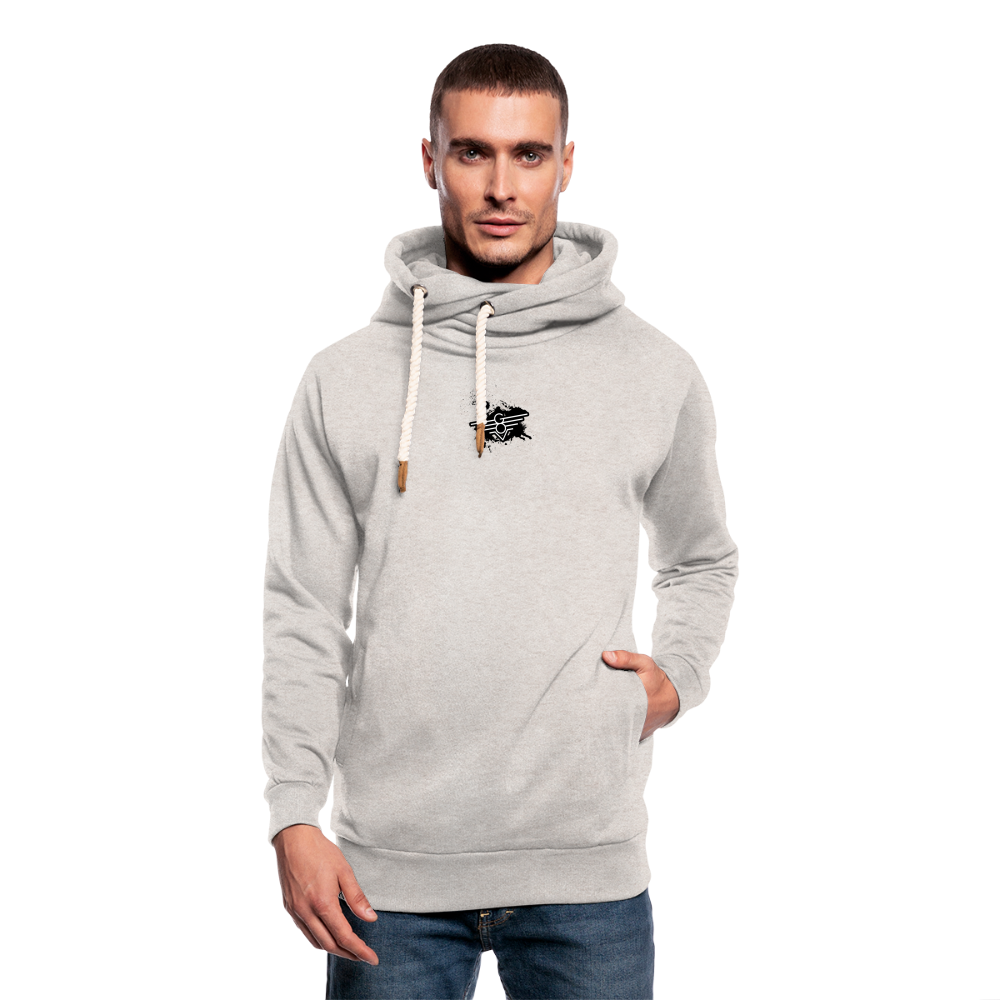 Shawl Collar G.O.V. Logo Hoodie - heather oatmeal